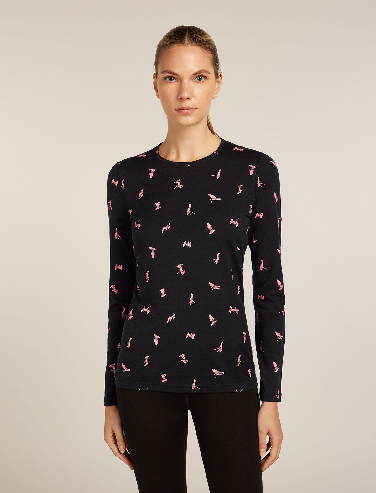 Women's 200 Oasis Thermal Top Snow Day Black/Acid Pink - 1