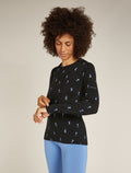 Women's Merino 200 Oasis Long Sleeve Crew Thermal Top Snow Day Black - 1