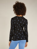 Women's Merino 200 Oasis Long Sleeve Crew Thermal Top Snow Day Black - 2