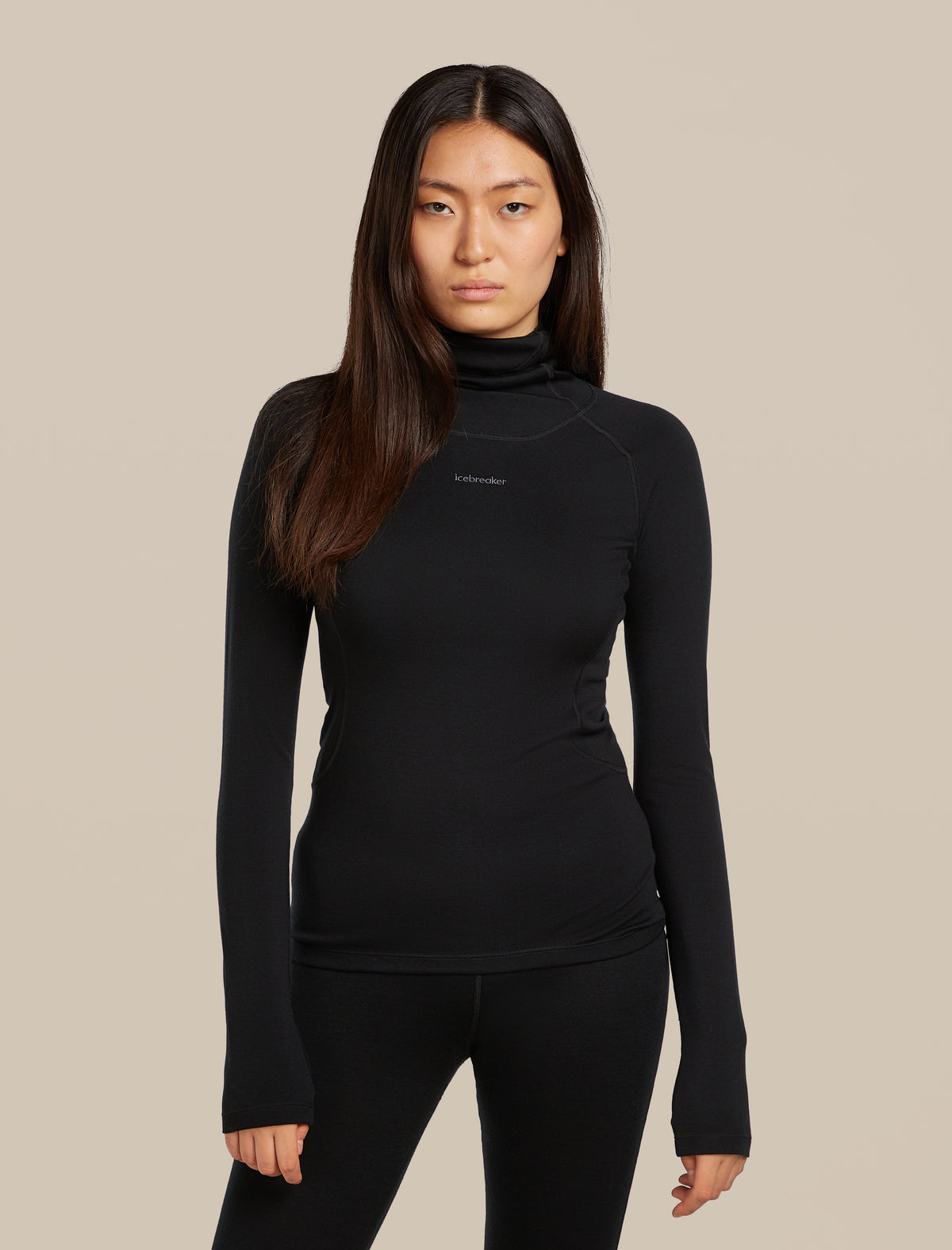Women's 300 Polar Roll Neck Thermal Top Black - 1