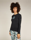 Women's Merino 200 Oasis Long Sleeve Crew Thermal Top Protect Our Winters Black - 1