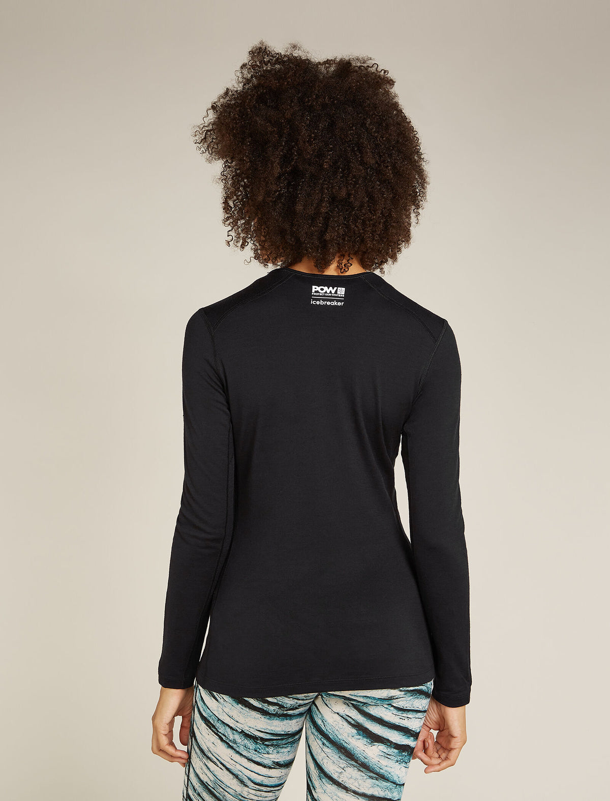 Women's Merino 200 Oasis Long Sleeve Crew Thermal Top Protect Our Winters Black - 2