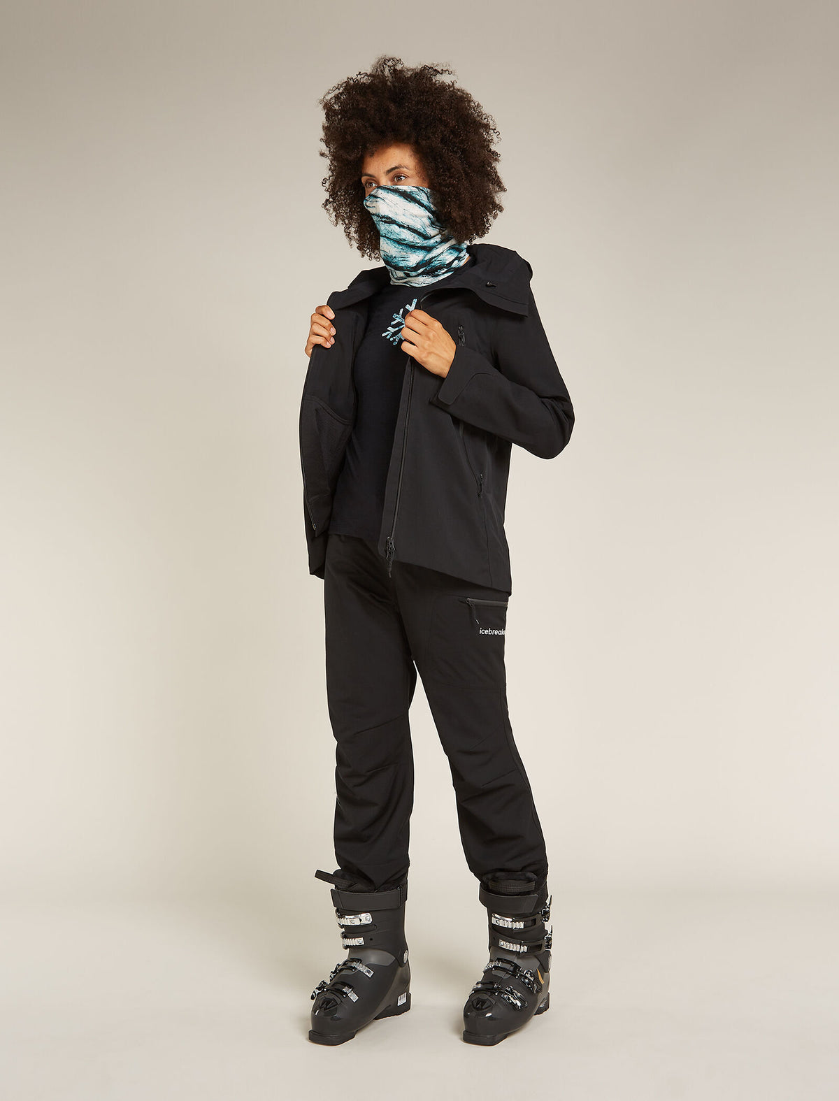 Women's Merino 200 Oasis Long Sleeve Crew Thermal Top Protect Our Winters Black - 4