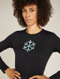 Women's Merino 200 Oasis Long Sleeve Crew Thermal Top Protect Our Winters Black - 6