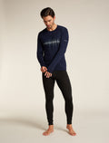 Men's Merino 200 Oasis Long Sleeve Crew Thermal Top Snow Wave Midnight navy - 3