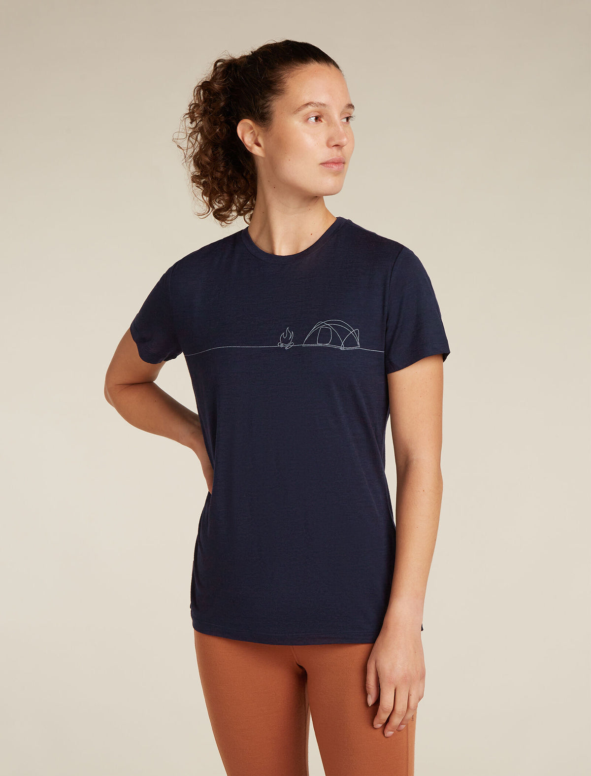 Women's Merino 150 Tech Lite Short Sleeve T-Shirt Single Line Camp Midnight navy - 1