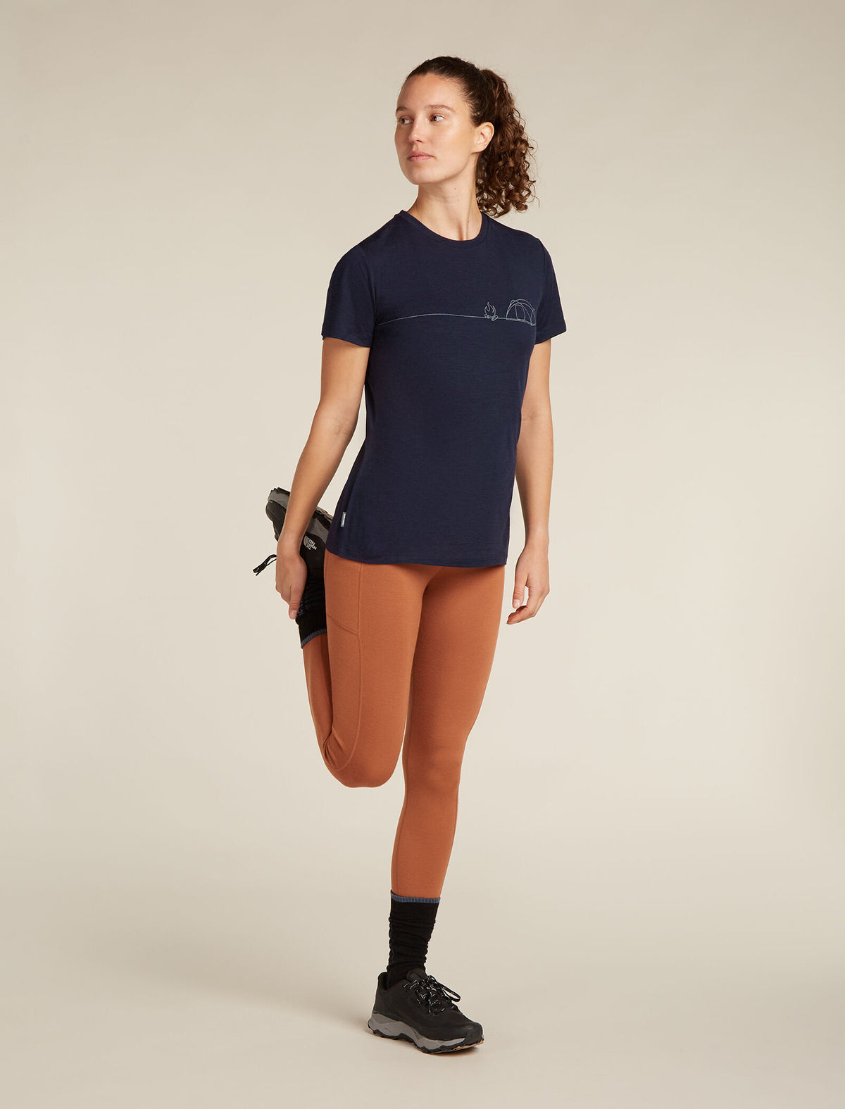 Women's Merino 150 Tech Lite Short Sleeve T-Shirt Single Line Camp Midnight navy - 3
