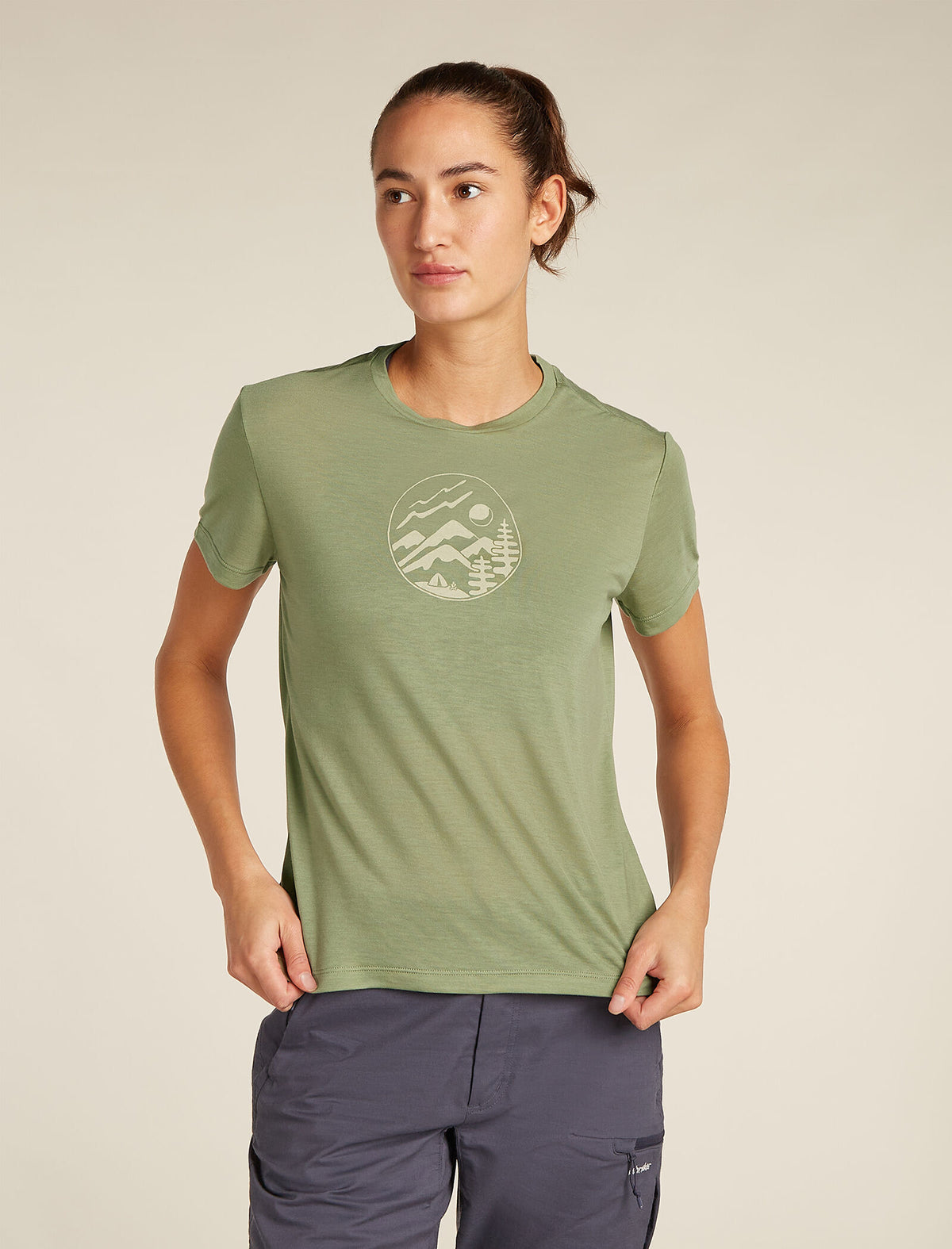 Women's Merino Blend Core Short Sleeve T-Shirt Camping Circle Lichen - 1