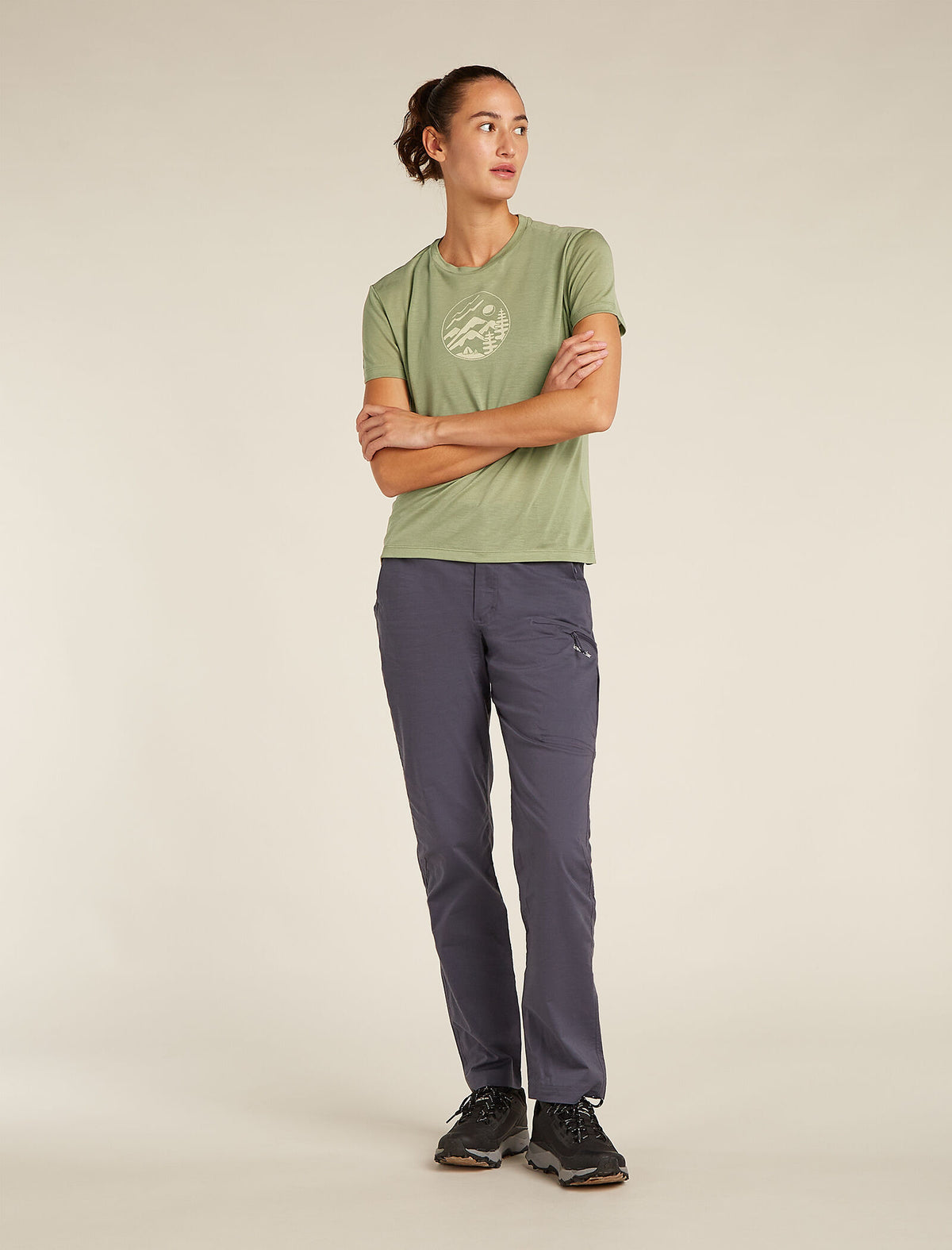Women's Merino Blend Core Short Sleeve T-Shirt Camping Circle Lichen - 3