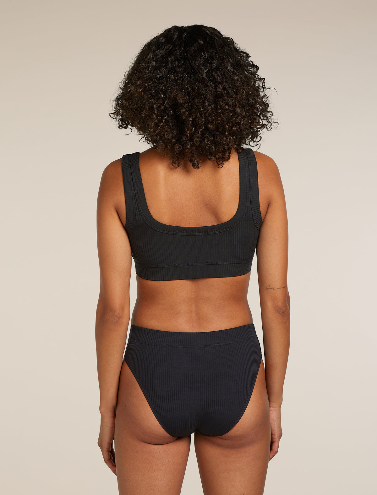 Women's Rib Lotus Bra Black - 2
