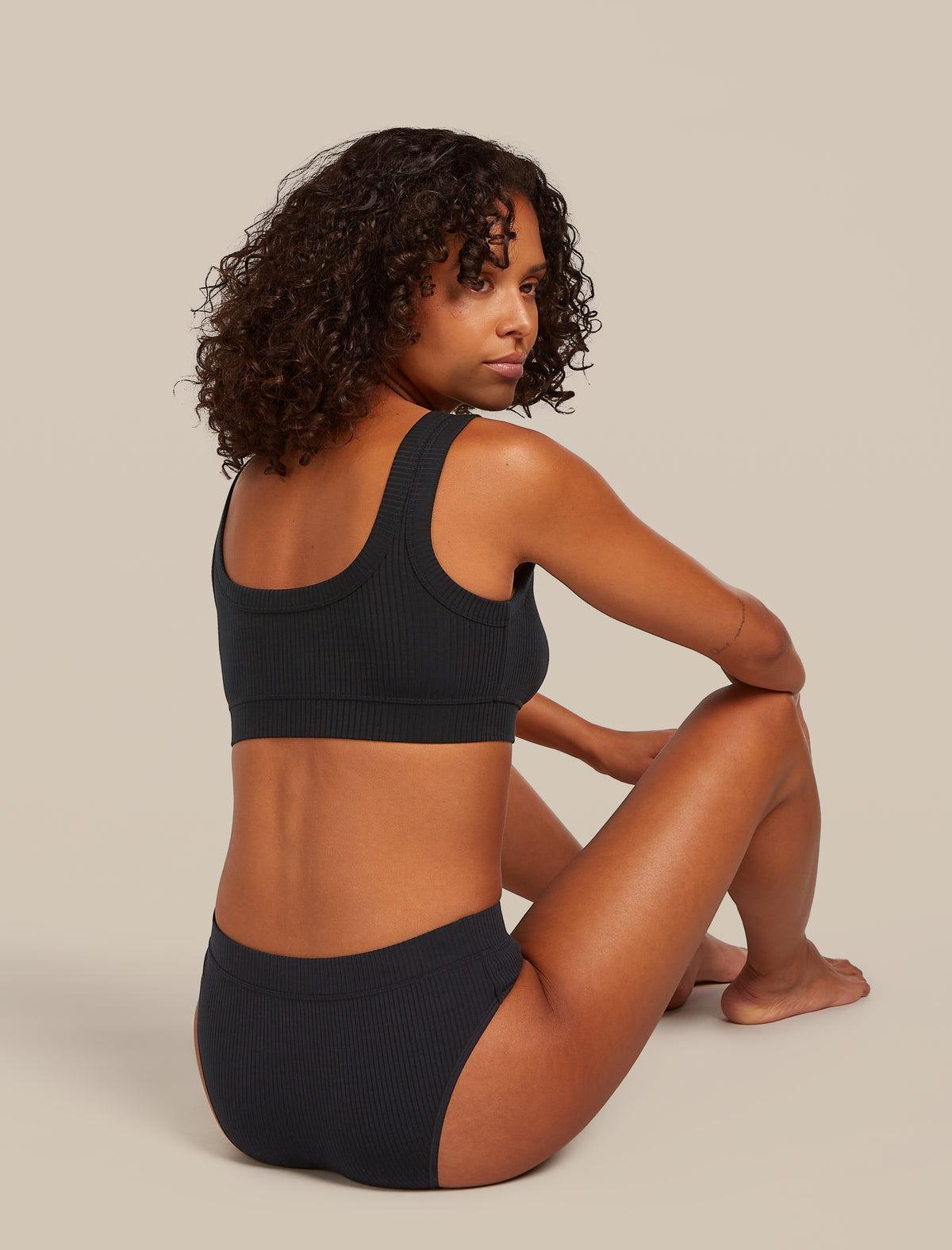 Women's Rib Lotus Bra Black - 5