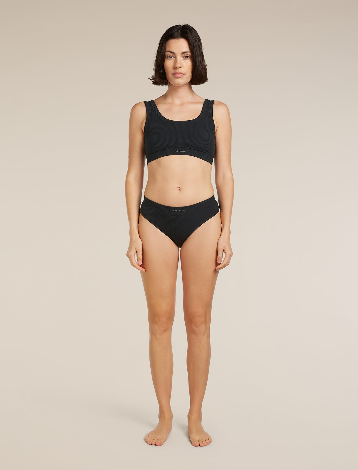 Women's Rib Lotus Hipster Black - 3