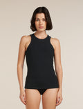 Women's Rib Lotus Tank Black - 1