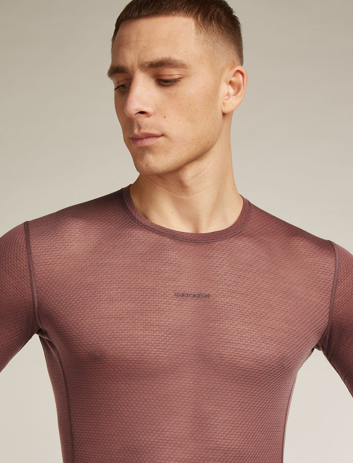 Men's Merino Blend 75 Cool-Lite™ Featherlight™ Long Sleeve Crew Thermal Top Carob - 5