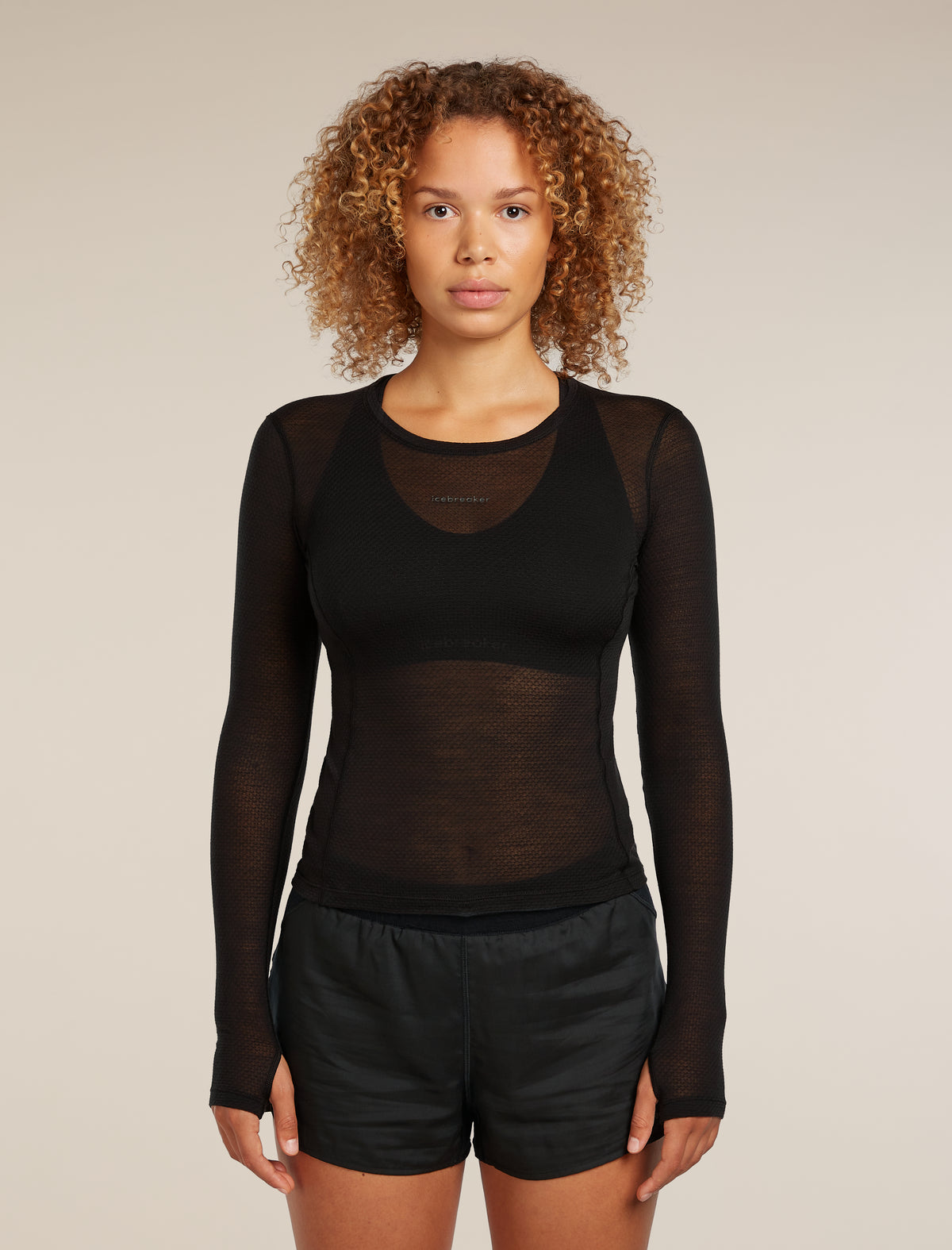 Women's Merino Blend 75 Cool-Lite™ Featherlight™ Long Sleeve Crew Thermal Top Black - 1