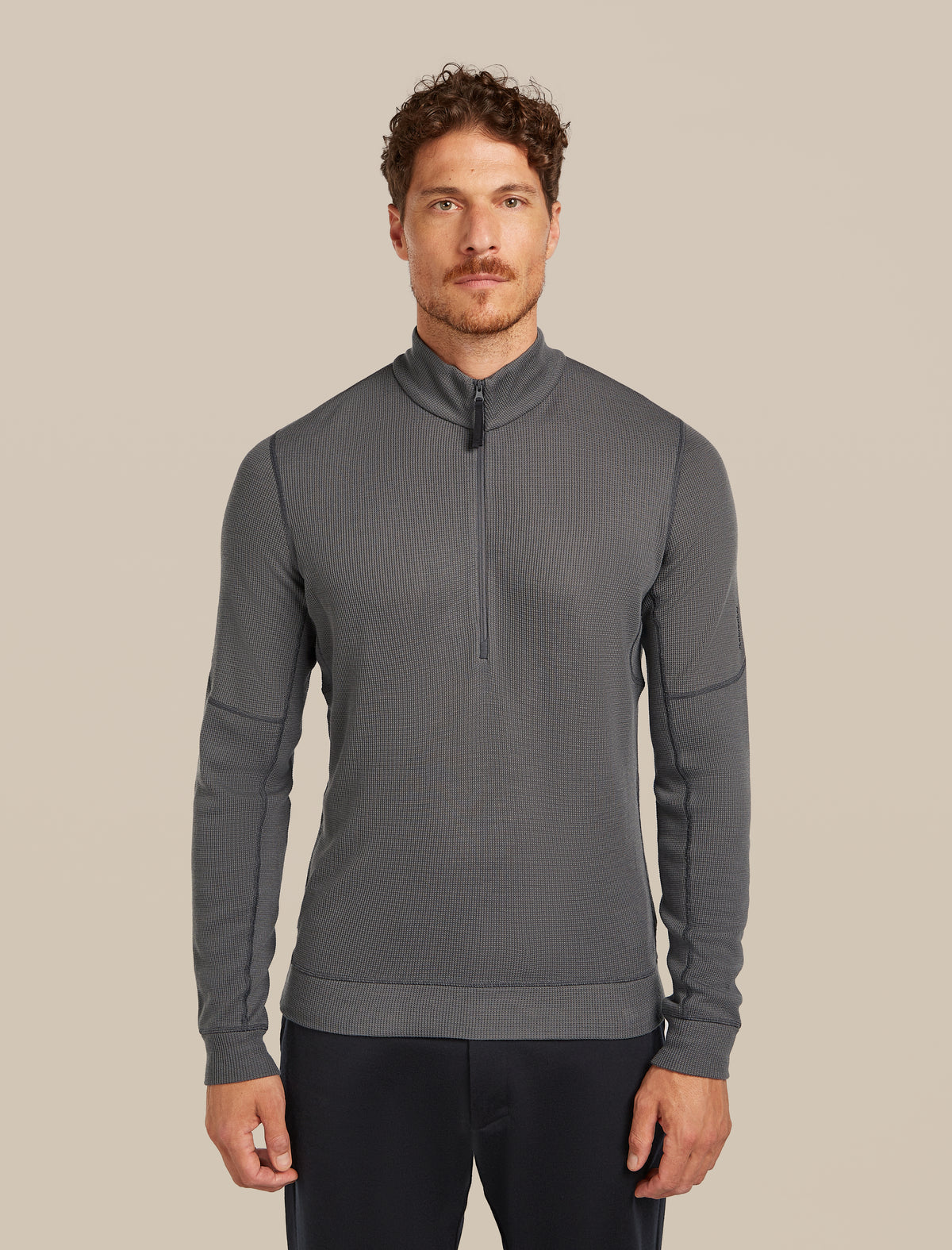 Men's 260 Waffle Knit Wander Half Zip Top Obsidian - 1