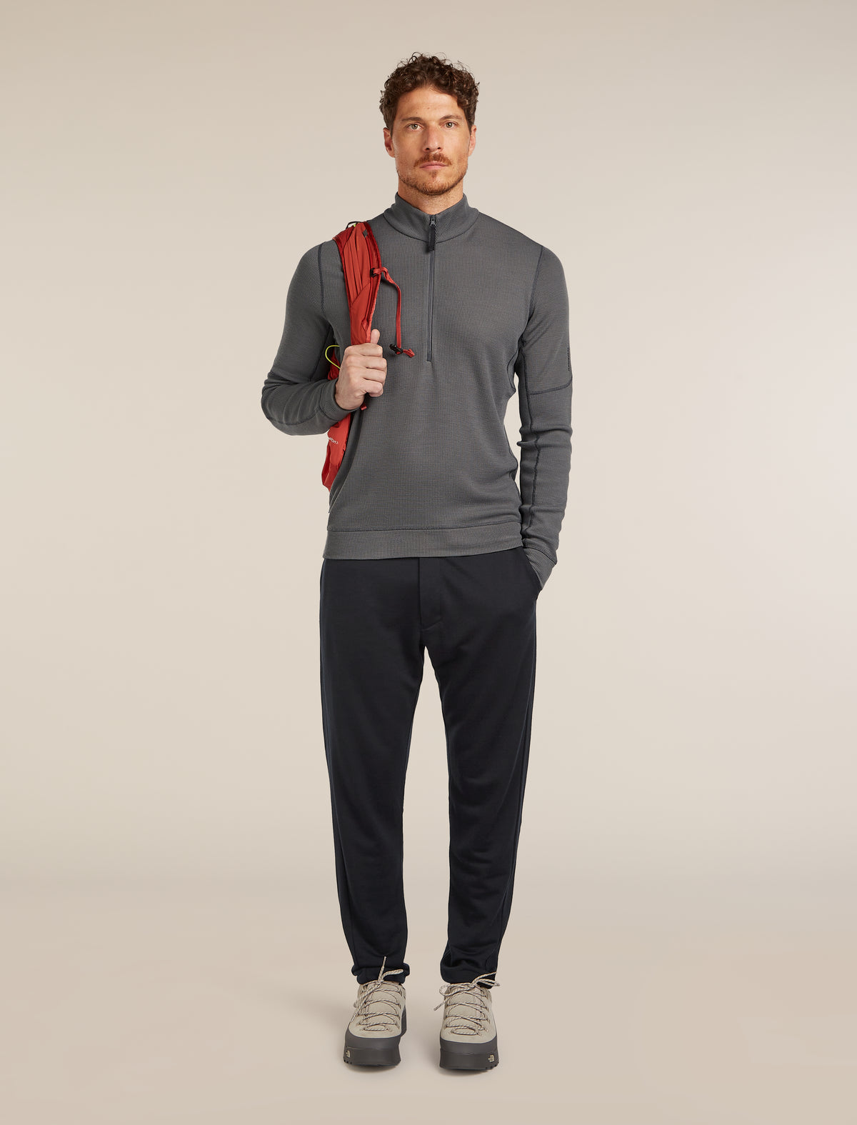 Men's 260 Waffle Knit Wander Half Zip Top Obsidian - 4