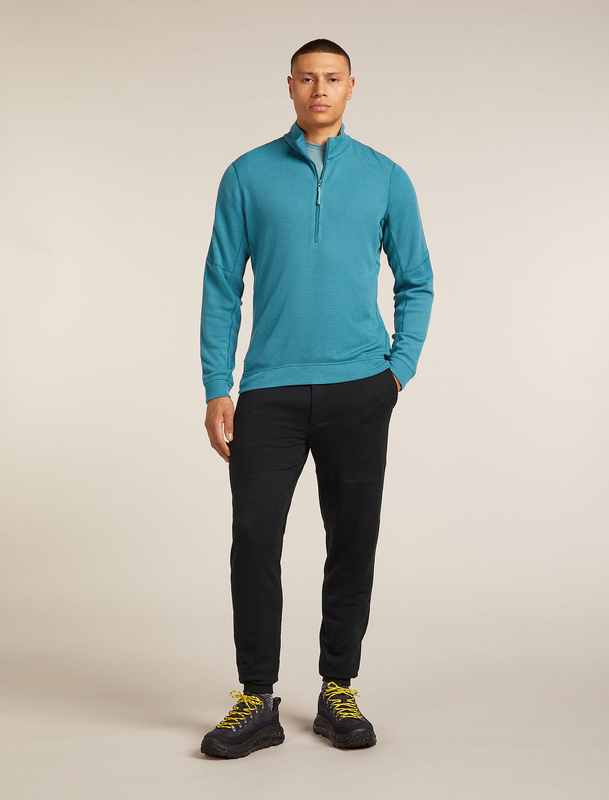 Men's 260 Waffle Knit Wander Half Zip Top Topaz - 3