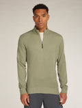 Men's Merino 260 Waffle Knit Wander Long Sleeve Half Zip Lichen - 1