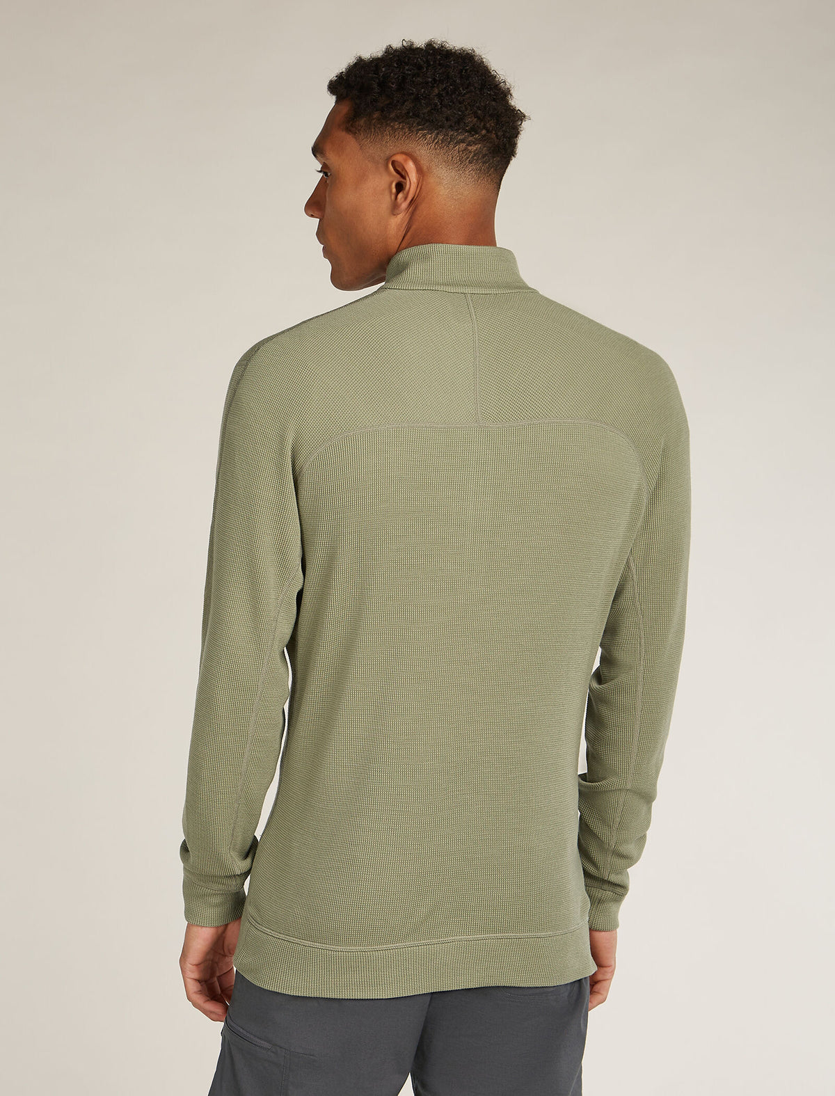 Men's Merino 260 Waffle Knit Wander Long Sleeve Half Zip Lichen - 2