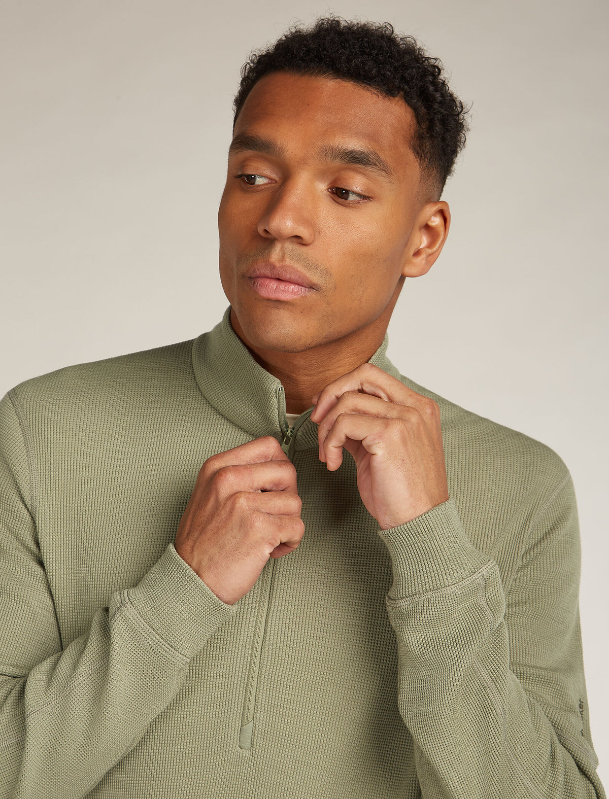 Men's Merino 260 Waffle Knit Wander Long Sleeve Half Zip Lichen - 5