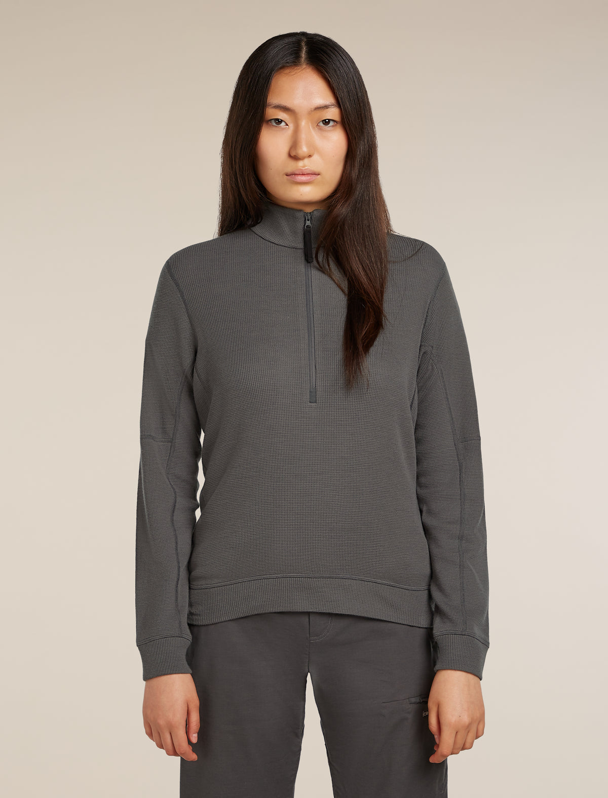 Women's 260 Waffle Knit Wander Half Zip Thermal Top Obsidian - 1