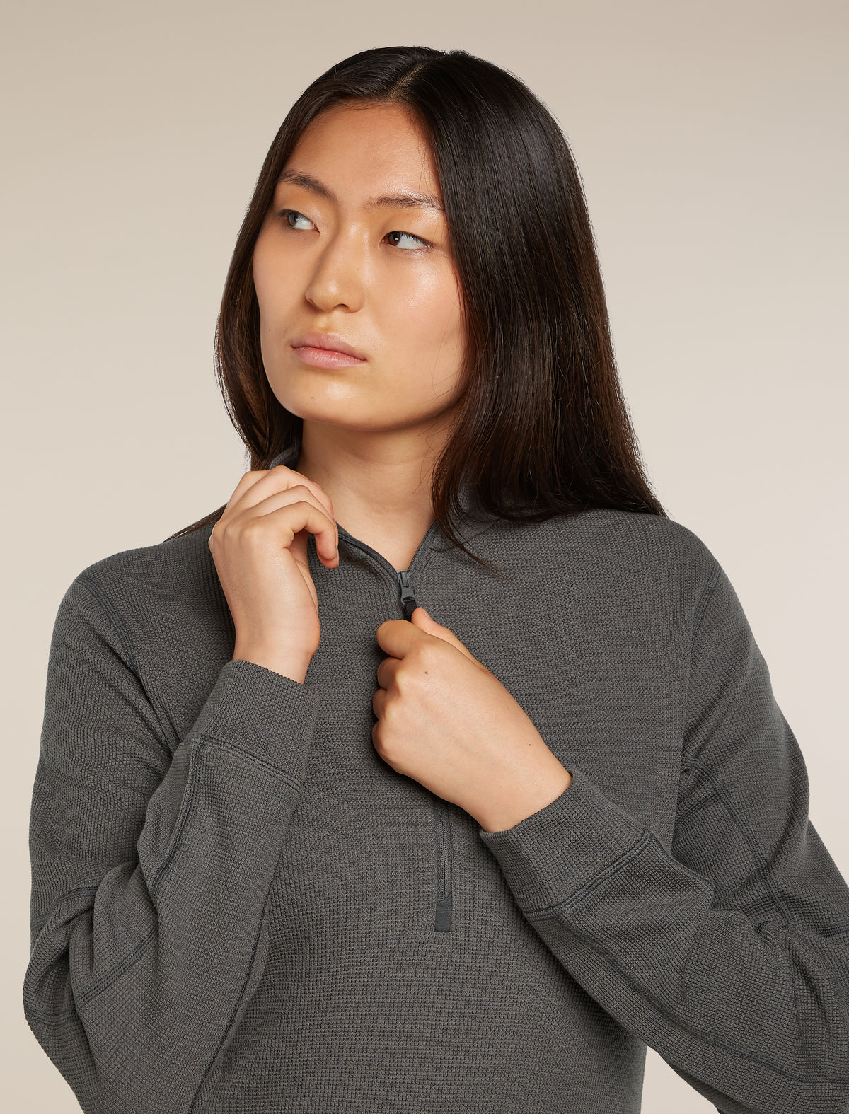 Women's 260 Waffle Knit Wander Half Zip Thermal Top Obsidian - 8