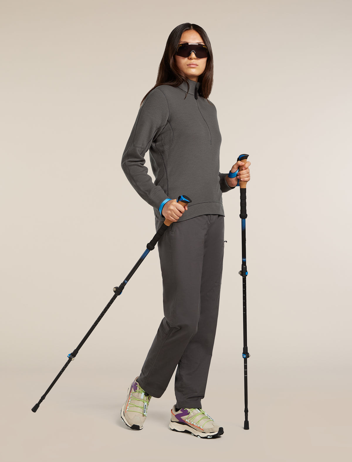 Women's 260 Waffle Knit Wander Half Zip Thermal Top Obsidian - 4