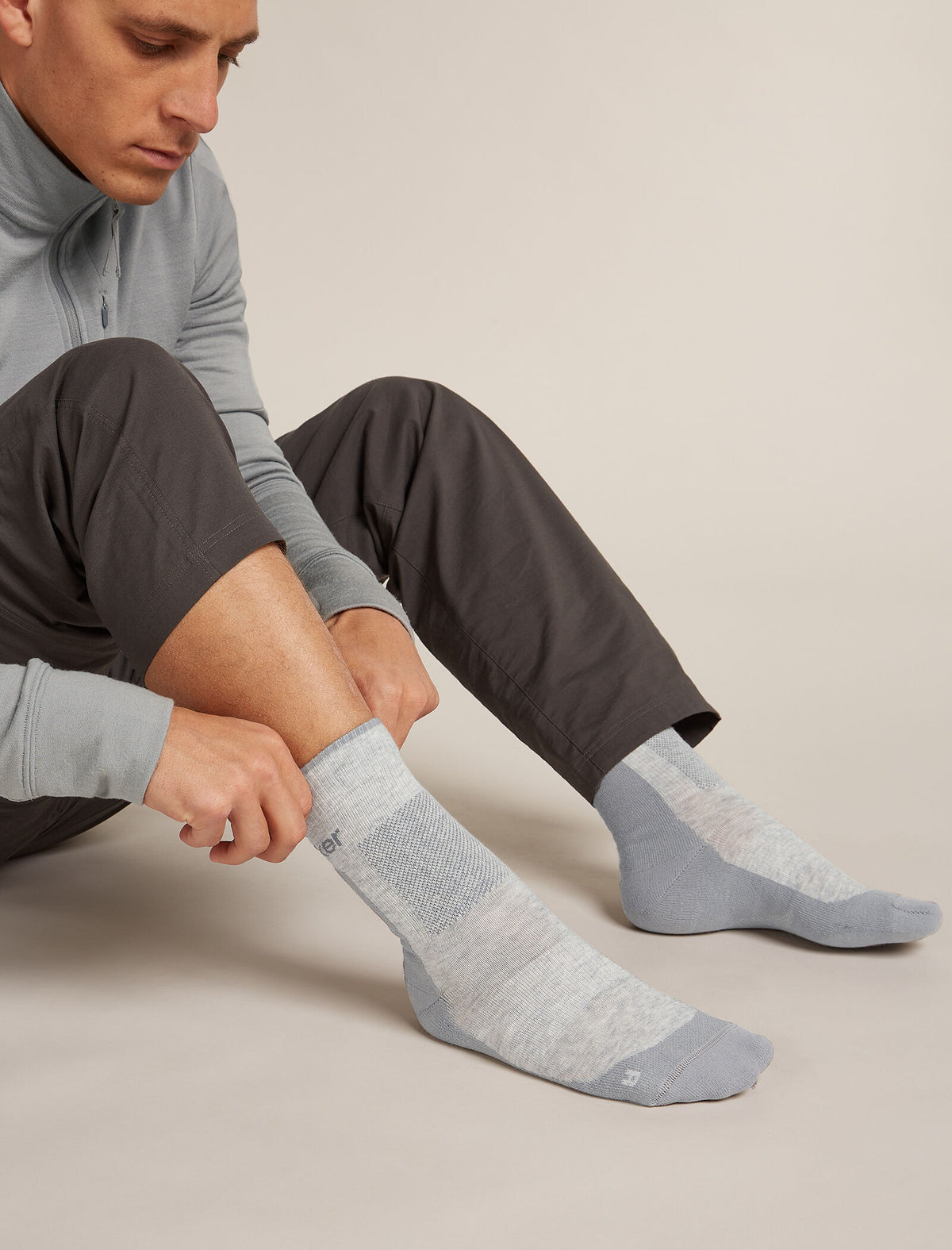 Men's Men Hike+ Crew Socks Blizzard Hthr/Alloy - 2