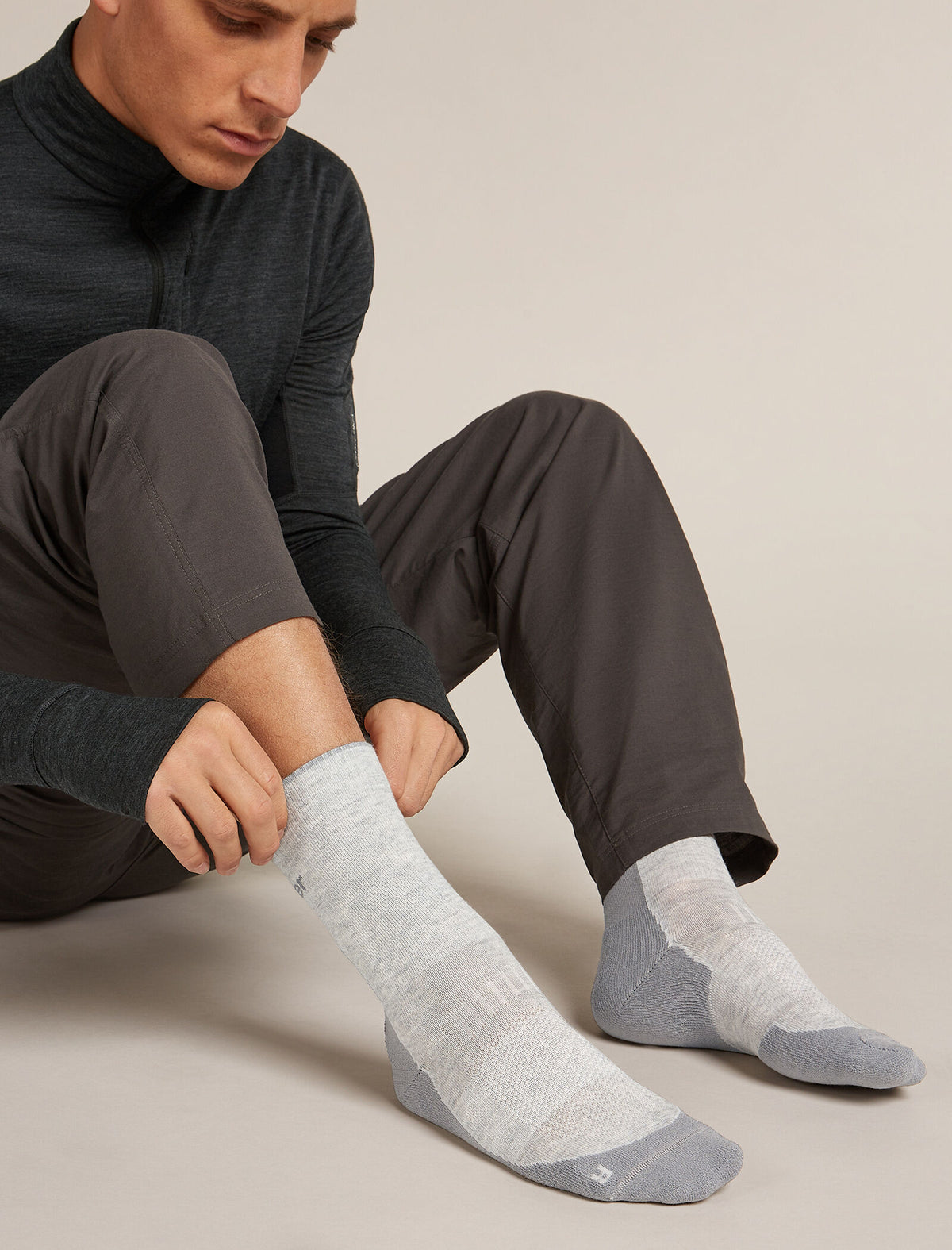 Men's Men Hike+ Crew Socks Blizzard Hthr/Alloy - 2