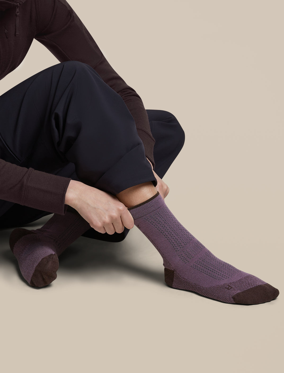 Women Hike+ Quarter Socks Grey Plum/Bittersweet - 5
