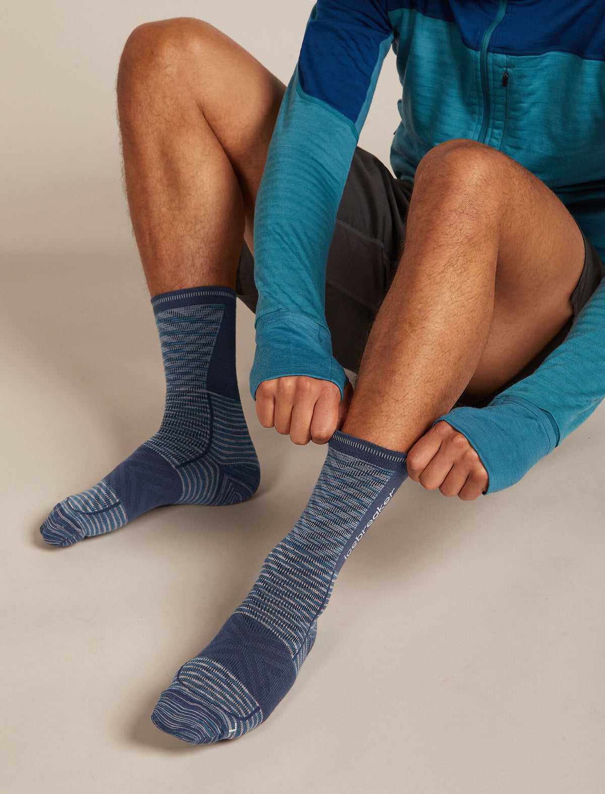Men's Men Run+ Crew Socks Fusion Dye Graphite Fd/Graphite - 2