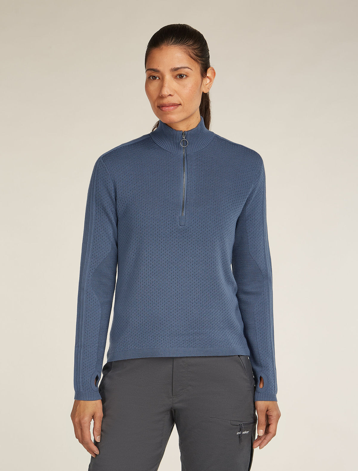Maglia a maniche lunghe con mezza zip in lana merino icebreaker Anniversary Original Donna  - 1