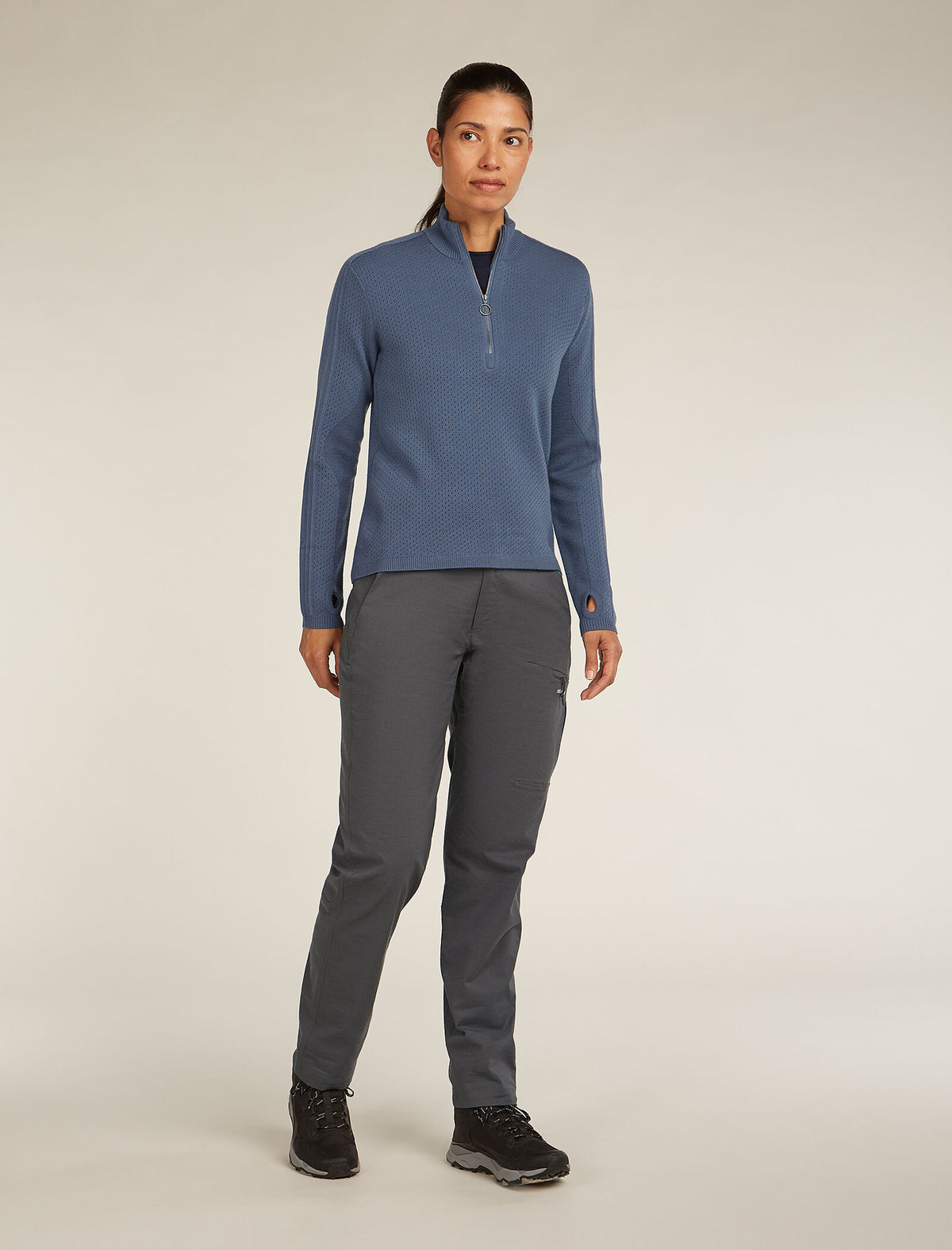 Maglia a maniche lunghe con mezza zip in lana merino icebreaker Anniversary Original Donna  - 3