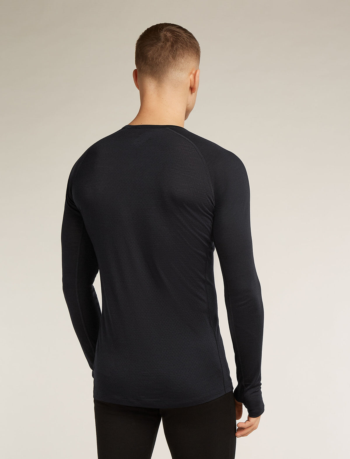 Men's Merino Blend 125 ZoneKnit™ Long Sleeve Crew Thermal Top Black - 2