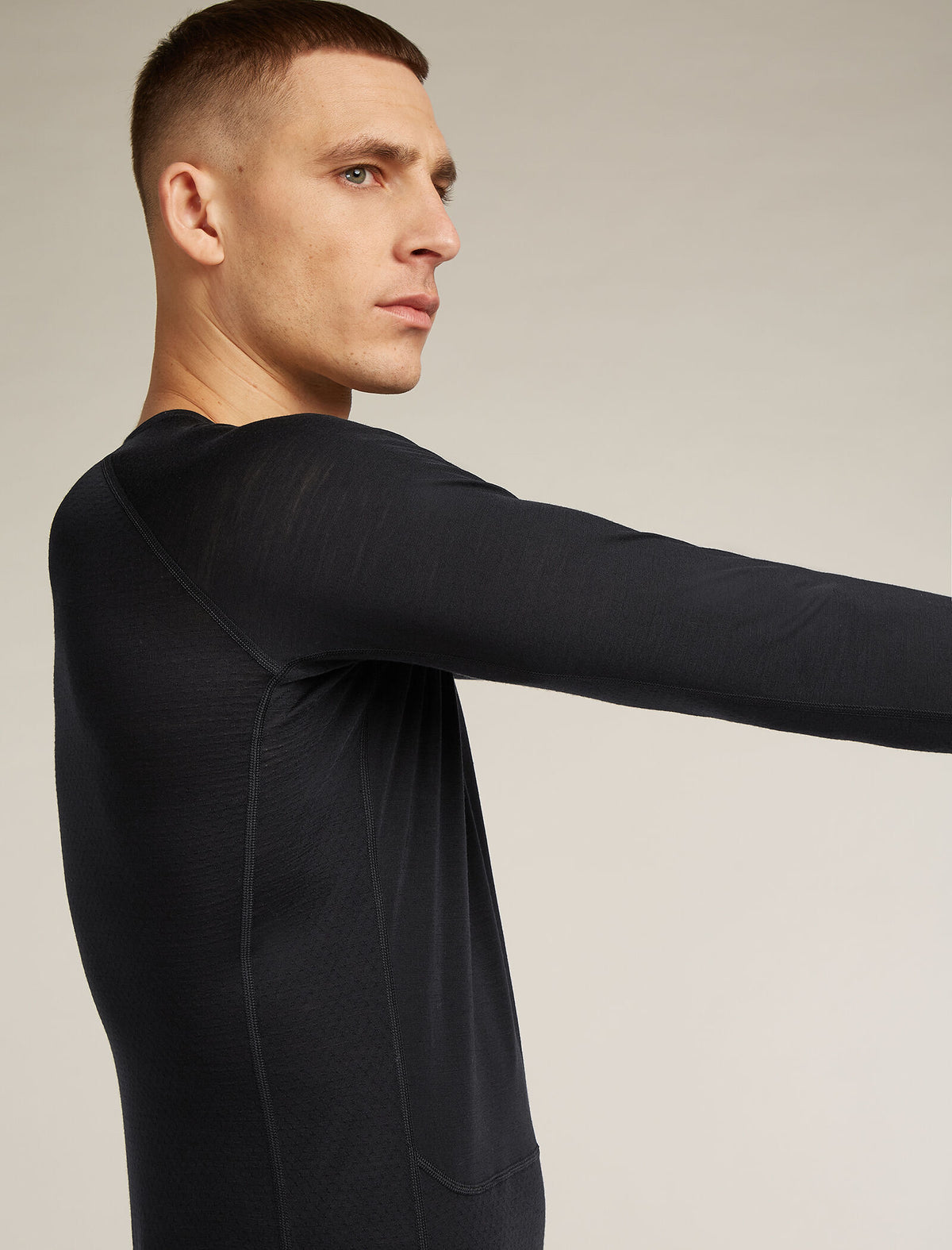 Men's Merino Blend 125 ZoneKnit™ Long Sleeve Crew Thermal Top Black - 6