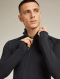 Men's Merino Blend 125 ZoneKnit™ Long Sleeve Half Zip Thermal Top Black - 7