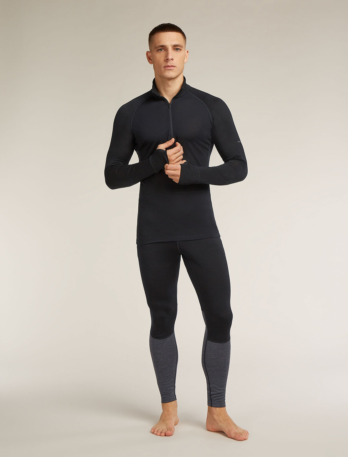 Men's Merino Blend 125 ZoneKnit™ Long Sleeve Half Zip Thermal Top Black - 3