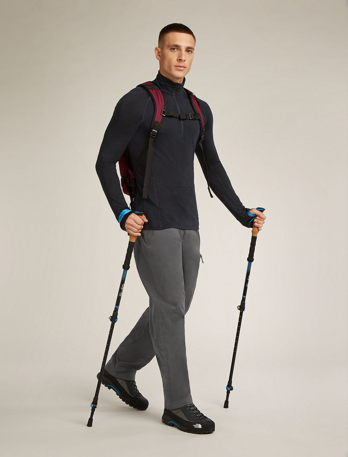 Men's Merino Blend 125 ZoneKnit™ Long Sleeve Half Zip Thermal Top Black - 4