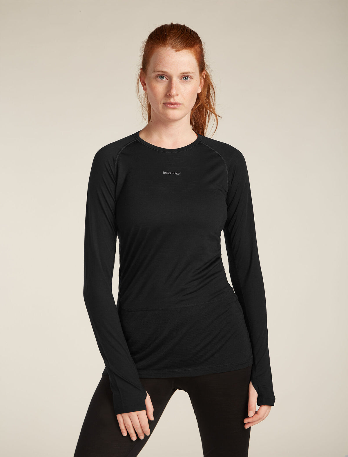 Women's Merino Blend 125 ZoneKnit™ Long Sleeve Crew Thermal Top Black - 1