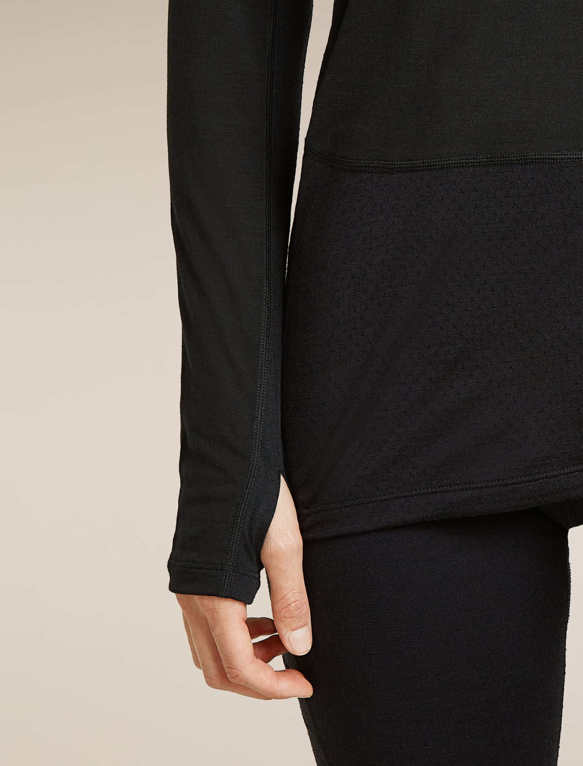 Women's Merino Blend 125 ZoneKnit™ Long Sleeve Crew Thermal Top Black - 9