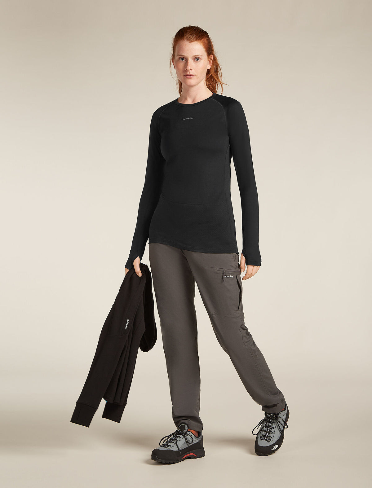 Women's Merino Blend 125 ZoneKnit™ Long Sleeve Crew Thermal Top Black - 4