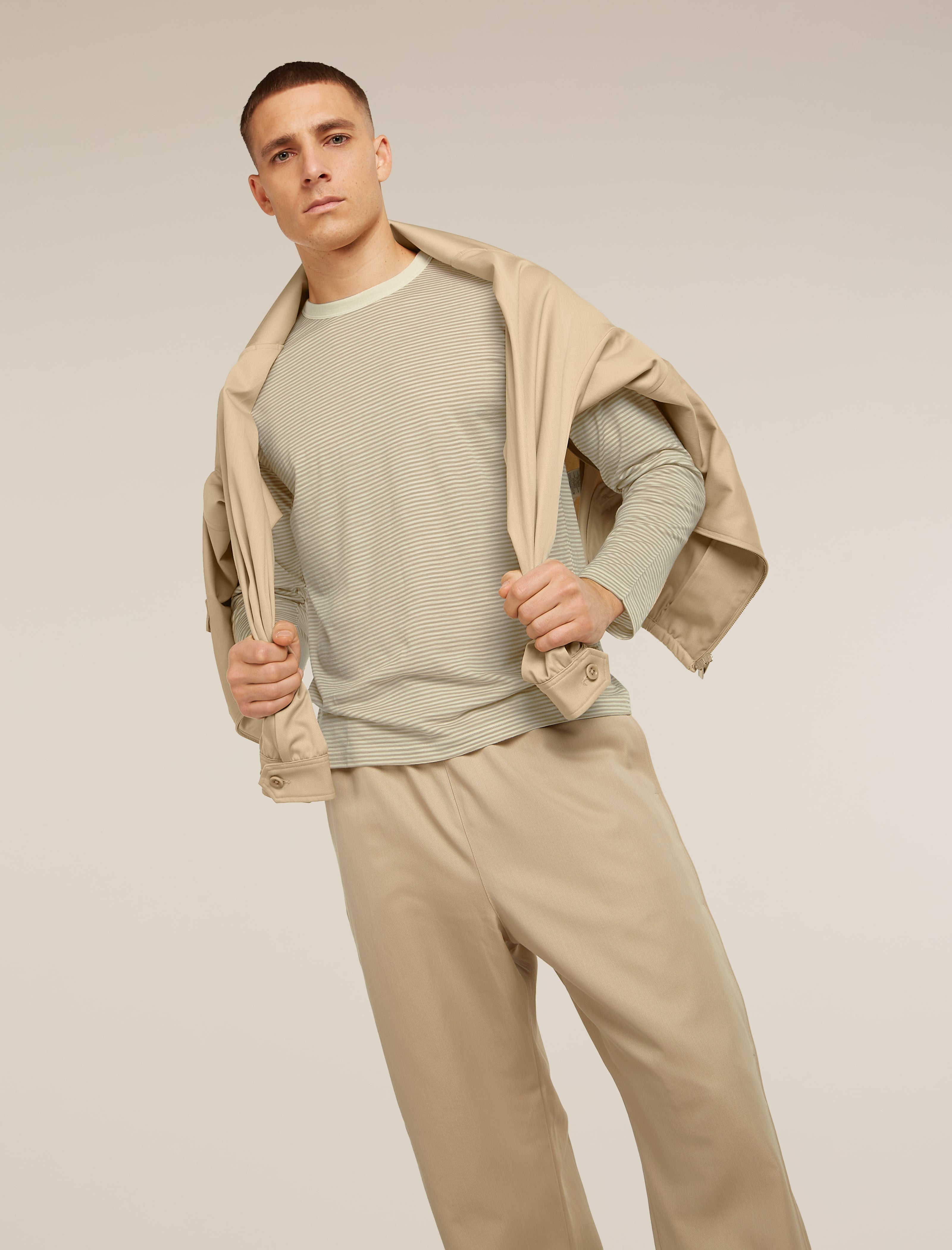 150 T-Shirt Stripe | icebreaker Flagstone/Chalk/S