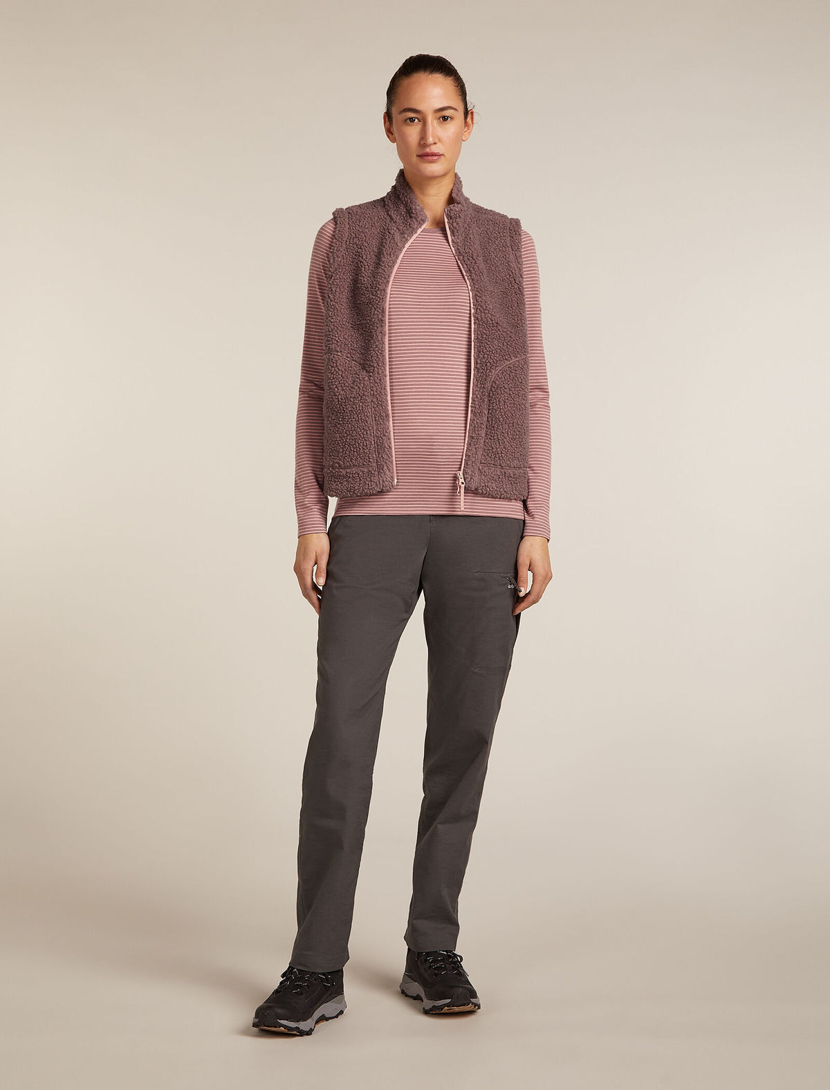 Women's Merino Blend 960 RealFleece™ High Pile Vest Summit Dk Hthr/Blush - 3