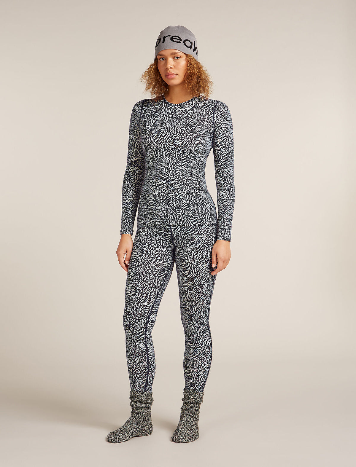 Women's 200 Oasis Thermal Top Flock Forms Midnight Navy/Snow - 7
