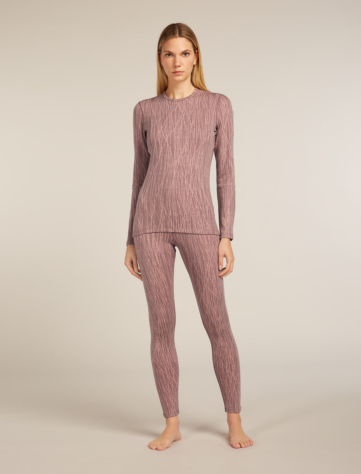 Women's 260 Tech Vertex High Rise Thermal Leggings Delta Lines Summit/Blush - 3
