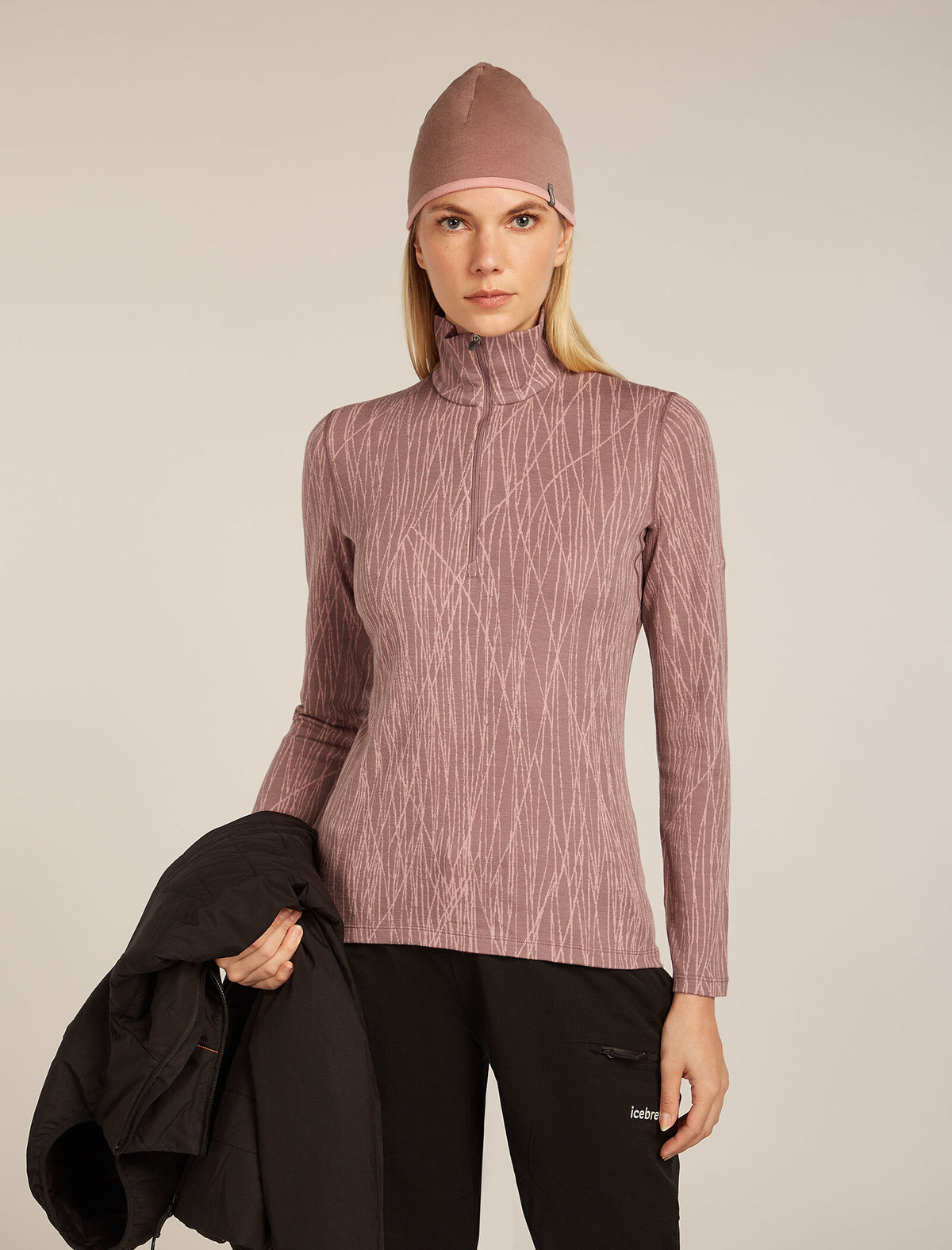 Women's 260 Tech Vertex  Half Zip Thermal Top Delta Lines Summit/Blush - 4