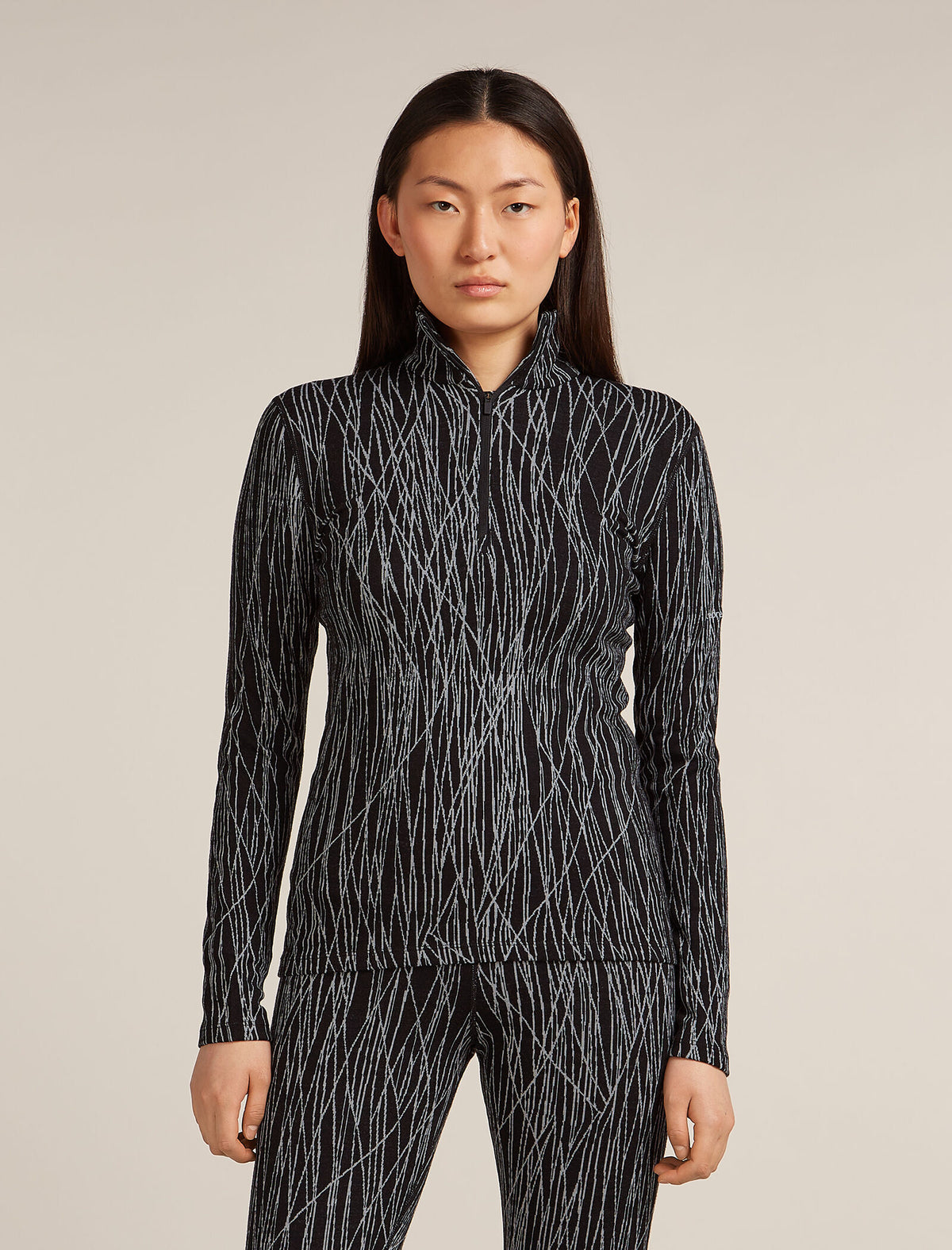 Women's 260 Tech Vertex  Half Zip Thermal Top Delta Lines Black/Snow - 1