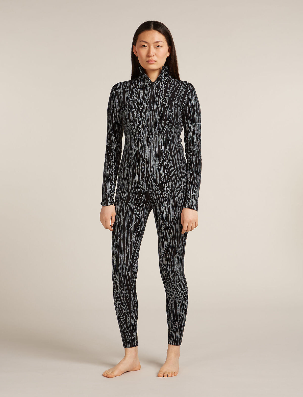 Women's 260 Tech Vertex  Half Zip Thermal Top Delta Lines Black/Snow - 3