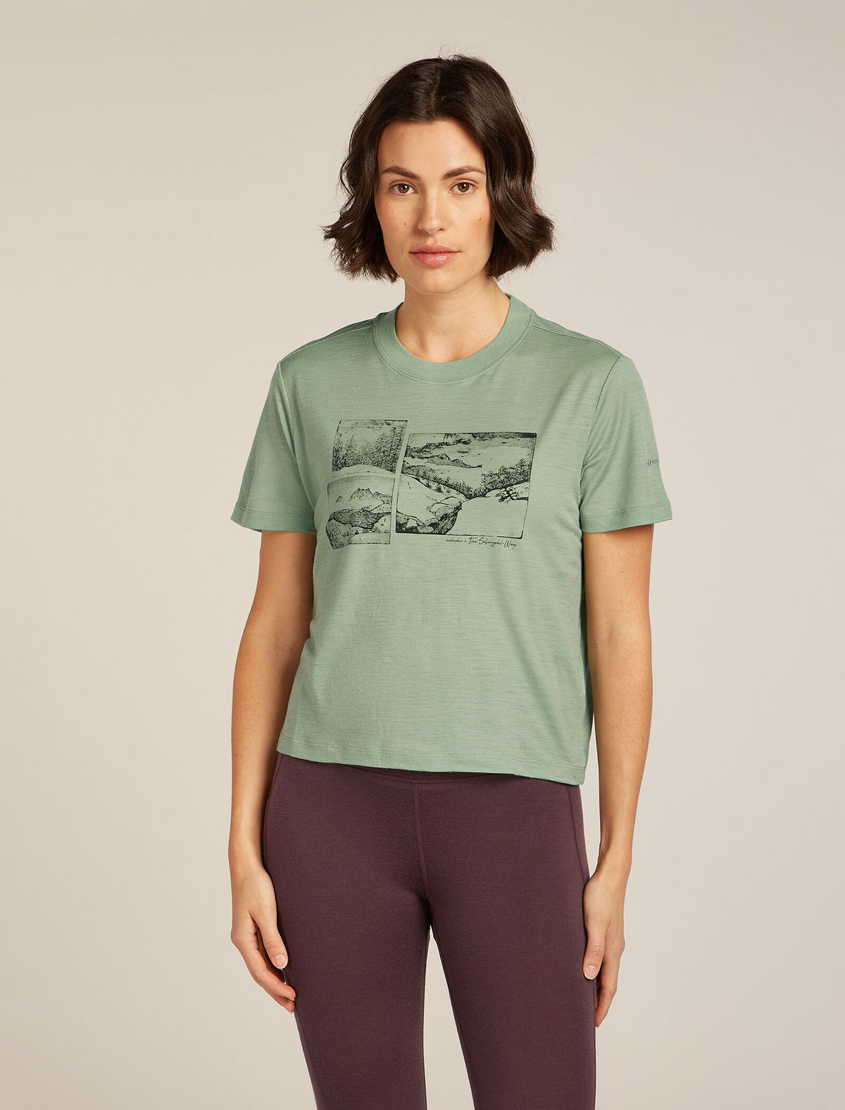 Women's 150 Tech Lite Crop T-shirt The Climb Seaglass - 1